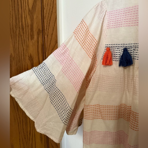 THML Cream Stripe Shift Dress With Tassels - Picture 7 of 11